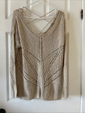 California moonrise crochet hippie boho sweater cream beige